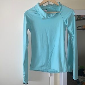 Nike Pro Dri Fit turquoise pullover with side zip fleece lined women’s small